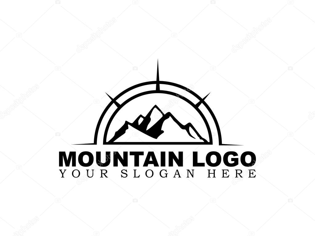 Mountain logo vector with compas