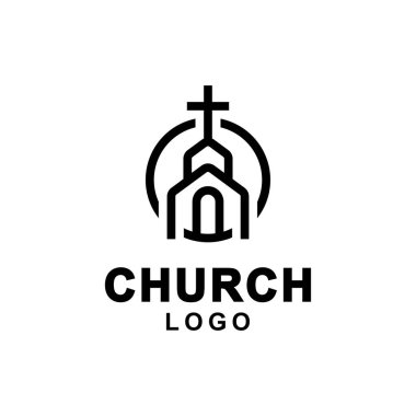 Asgari Kilise logo çizgisi sanat vektörü çizimi