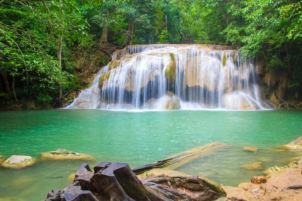 Waterfalls Deep Forest Erawan Waterfall National Park Kanchanaburi Thailand — Stock Photo, Image