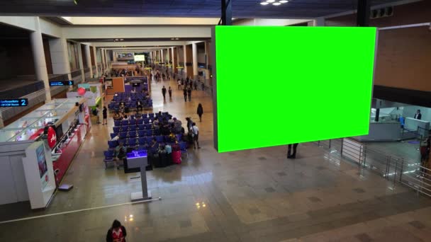 Blank Billboard Och Skärmar Flygplatsen Tomma Banderoller Och Skyltar Allmän — Stockvideo