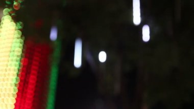 Bangkok.Thailand sokaklarında odak dışı ışıklar (1080p. Hd)