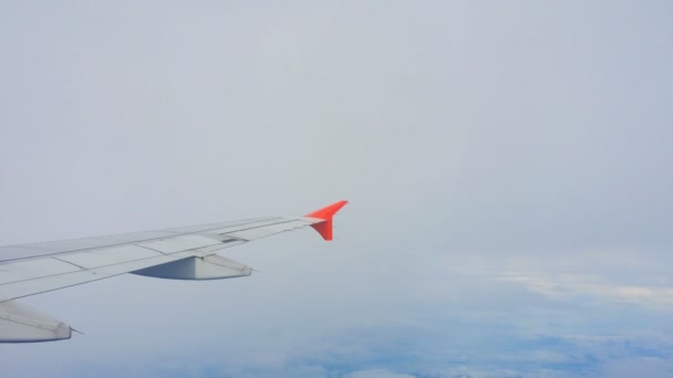 Airplane Wing Sky View Window Cloud — Stock Video