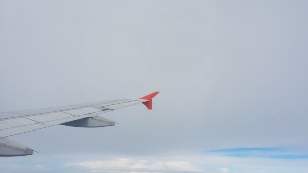 Skrzydło Samolotu Widok Okna Chmurę — Wideo stockowe