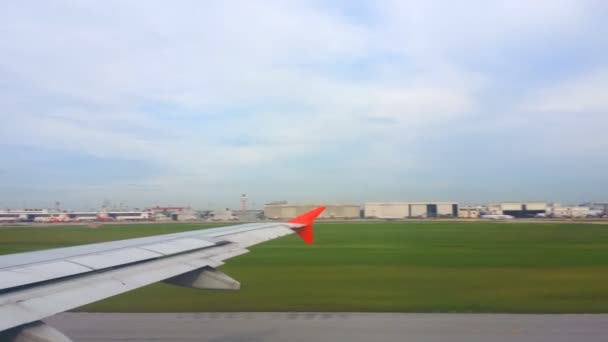 Airplane Wing Sky View Window Cloud — Stock Video