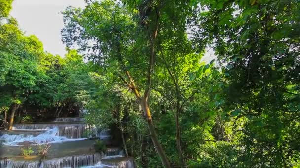 Водоспади Лісі Глибоко Erawan Водоспаду Національному Парку Канчанабурі Таїланд — стокове відео