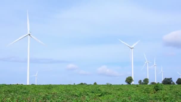 Vindkraftverk Som Producerar Ren Förnybar Energi — Stockvideo