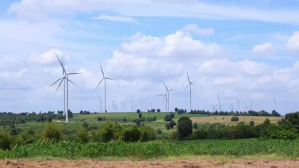 Wind Turbines Producing Clean Renewable Energy — Stock Video