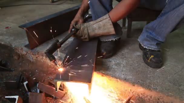 Découpe Métaux Avec Soudage Gaz Fond Industriel — Video