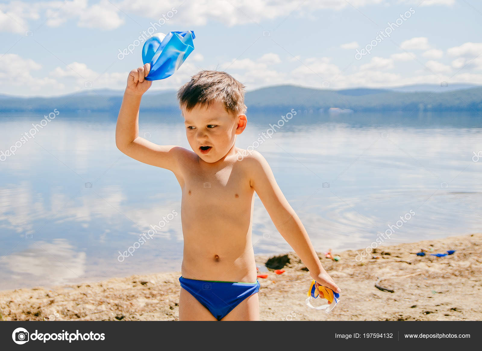 Vacaciones Tres Verano Niño Lago Curtido Años Bañador Juega lF1JKTc3