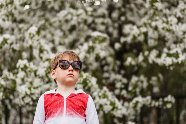 Niño Seis Años Grandes Gafas Sol Verano Aire Libre —  Fotos de Stock