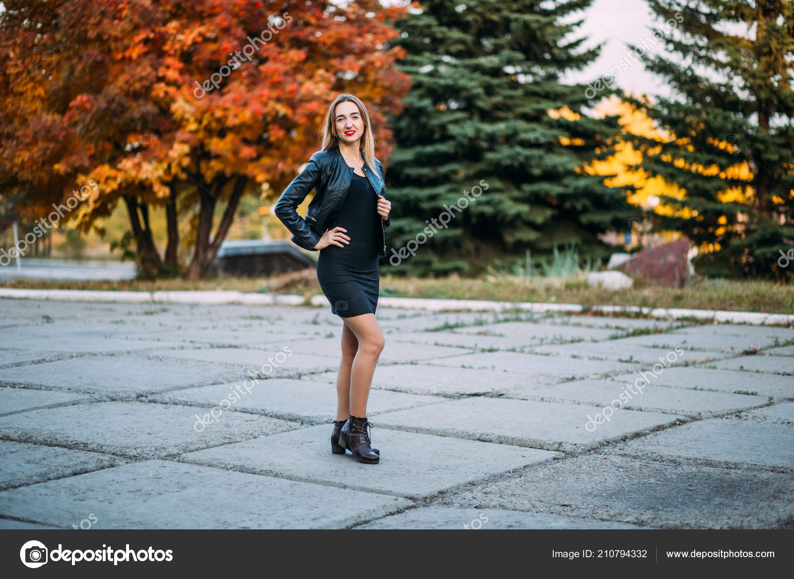 short dress with leather jacket