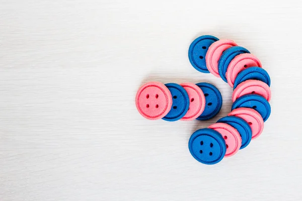 Botones Galletas Rosa Azul Con Vista Superior Cuatro Agujeros — Foto de Stock