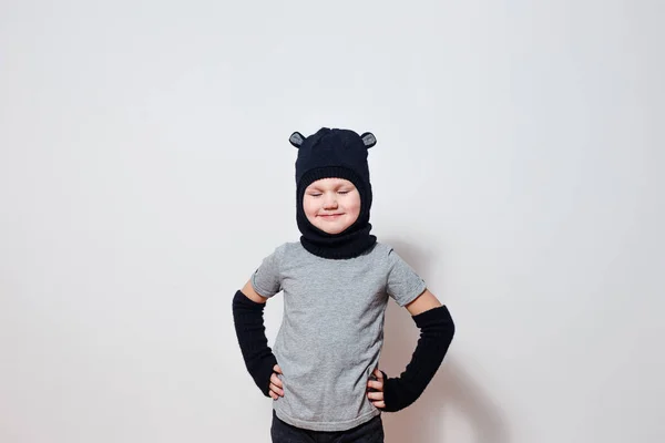 boy dressed as a mouse on a white background