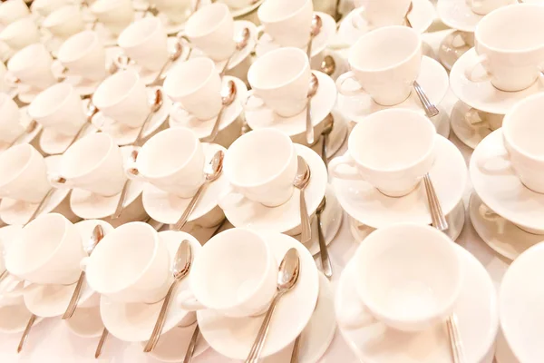 White tea cups and saucers — Stock Photo, Image