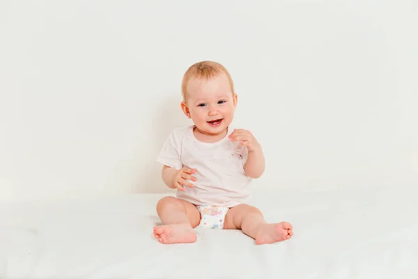 Baby Shirt Diaper Laughs White Background — Stock Photo, Image