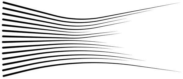 Líneas de velocidad aisladas. Rayos solares o explosión de estrellas Elementos vectoriales negros Aislados.Conjunto de diferentes líneas de velocidad de vectores negros simples . — Vector de stock