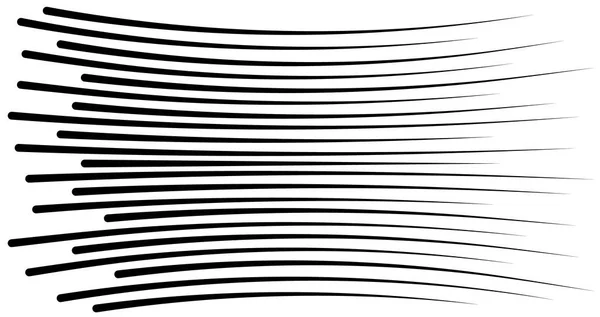 Líneas de velocidad aisladas. Rayos solares o explosión de estrellas Elementos vectoriales negros Aislados.Conjunto de diferentes líneas de velocidad de vectores negros simples . — Vector de stock