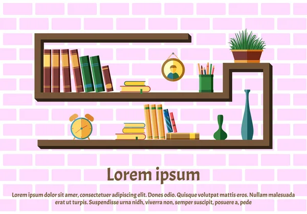 Estanterías con libros coloridos . — Vector de stock