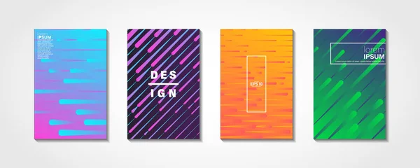 Ondes Brillantes Colorées Avec Des Lignes Couvertures Minimales Design Dégradés — Image vectorielle