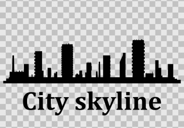 Modern kentsel landscape.vector illüstrasyon. Siluet