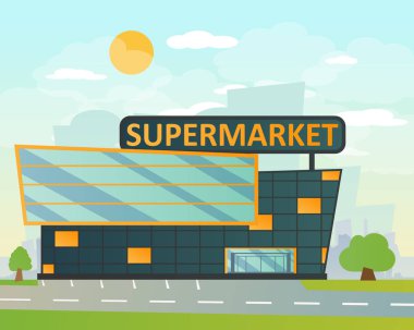Süpermarket, düz stil.