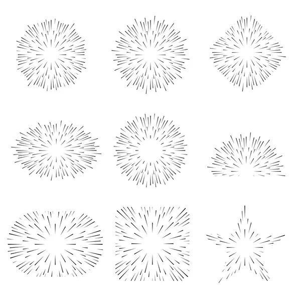 Görüntünün klasik tarzı. Projeleriniz için tasarım elemanları. Hippi tarzı. Patlama ışınları. Geçmişe dönük projeler için harika. Vektör