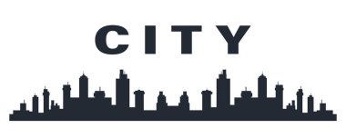 Vektör siyah şehir siluet simge izole ayarla. Beyaz adam üzerinde düz bir tarzda şehir silüeti.