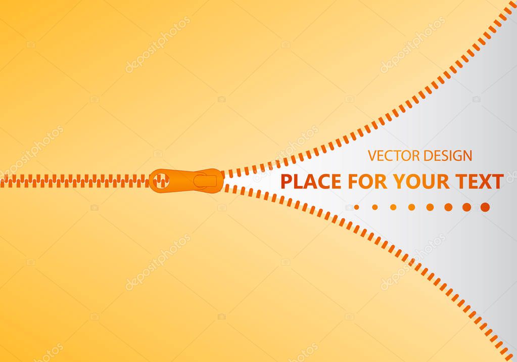 New Collection.Vector icon closed and open zipper, fastener. Zipper buttoned.Poster, logo, words, text.