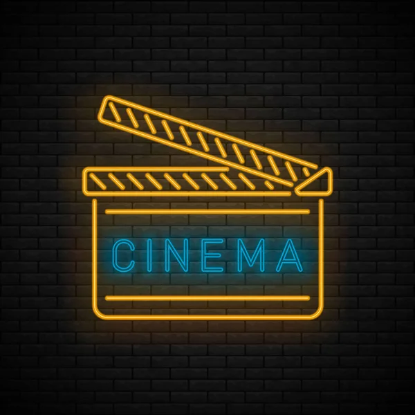 Cine Señal de noche neón . — Vector de stock