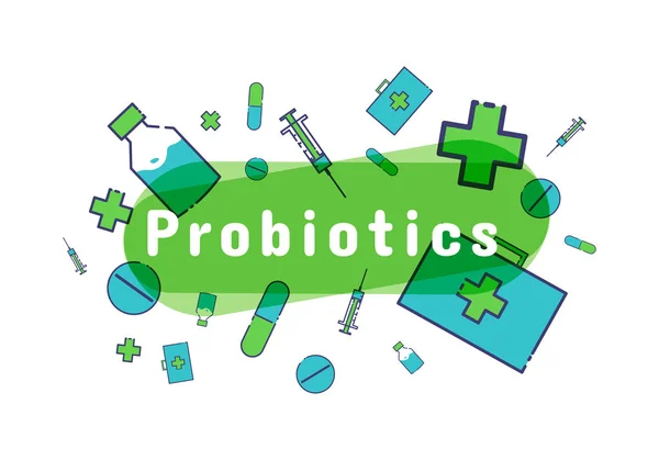 Logo de bacterias probióticas . — Vector de stock