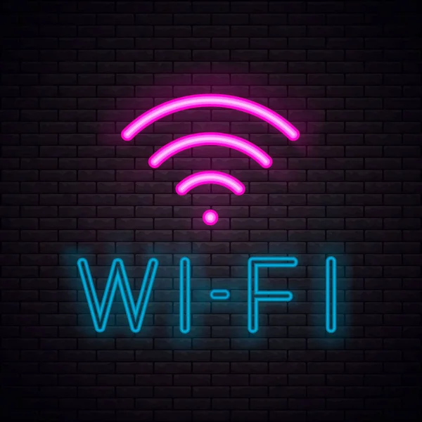 Wi-fi neon sign. — Stock Vector