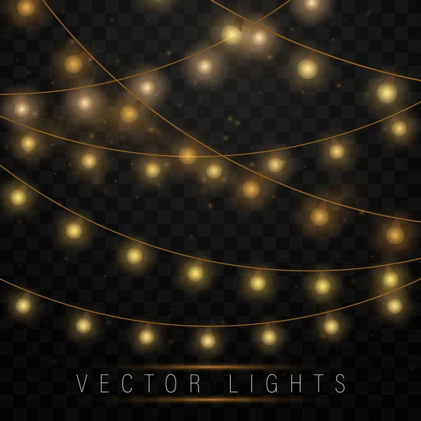 Luzes de Natal amarelas — Vetor de Stock