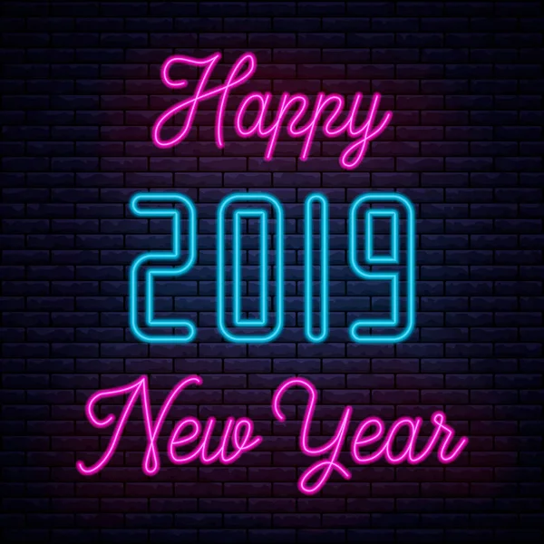 2019 Feliz Año Nuevo Neón —  Fotos de Stock