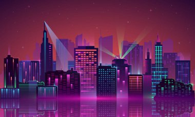 Vektör şehir neon