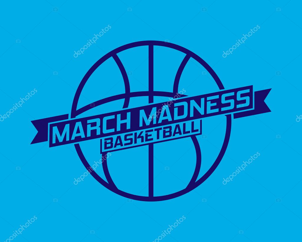March Madness basketball sport design. Basketball tournament logo, emblem, designs with basketball ball.