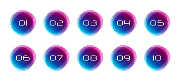 Numaralarını Ayarlayın Numaralarını Logolar Renkli Suluboya Splash Arka Plan Ayarlayın — Stok Vektör