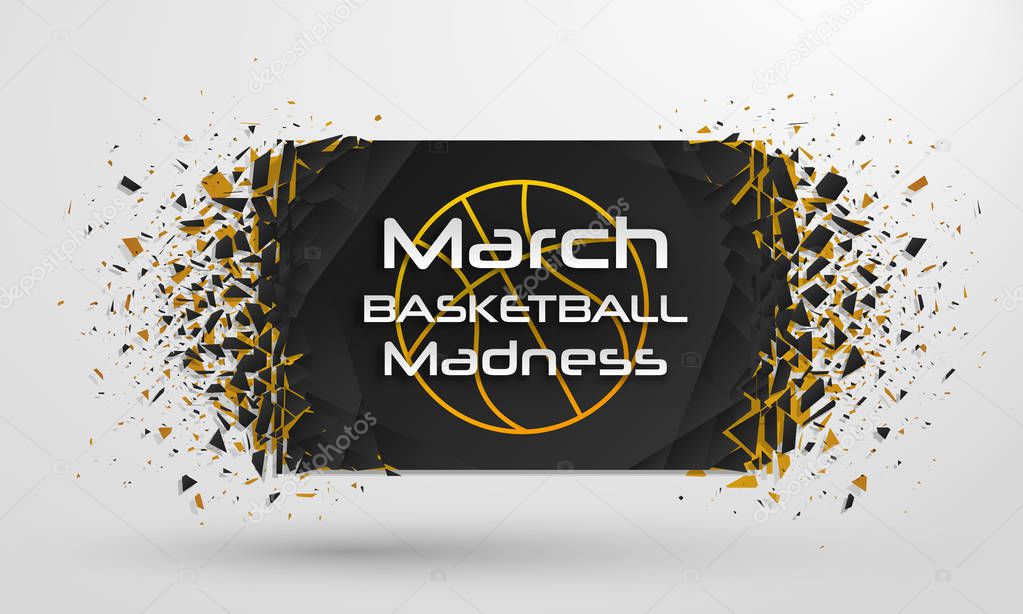 March Madness basketball sport design. Basketball tournament logo, emblem, designs with basketball ball.