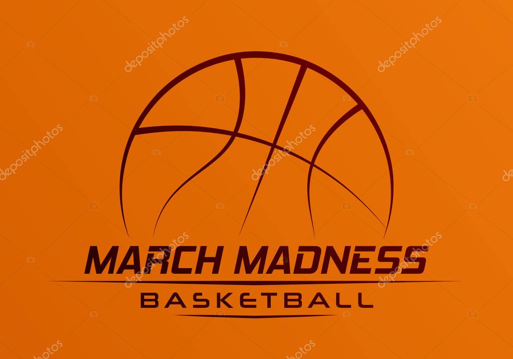 March Madness basketball sport design. Basketball tournament logo, emblem, designs with basketball ball.