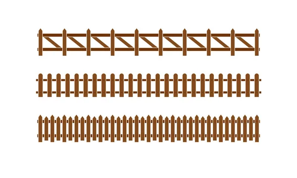Zestaw drewniane ogrodzenie — Wektor stockowy