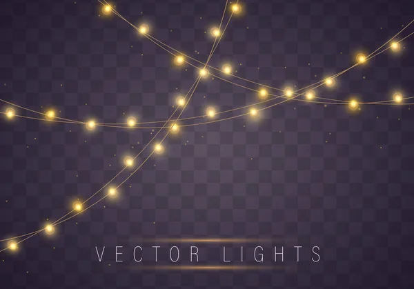 Lumières de Noël jaunes — Image vectorielle