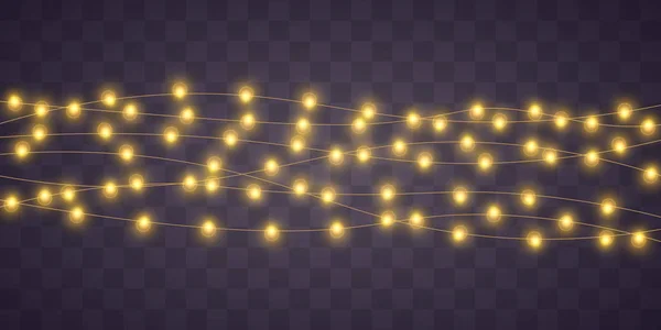 Luces amarillas de Navidad — Vector de stock