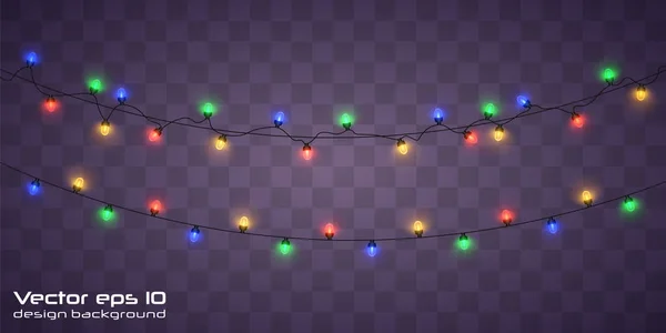 Luces amarillas de Navidad — Vector de stock