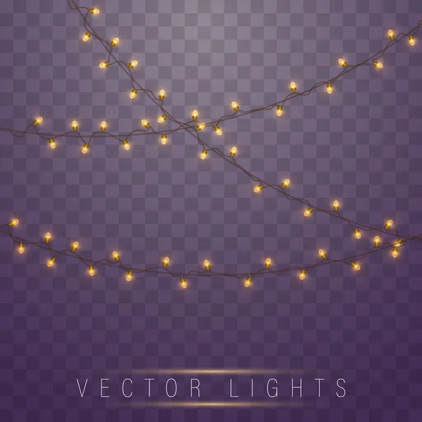 Yellow christmas lights — Stock Vector