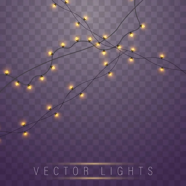 Sárga karácsonyi fények — Stock Vector