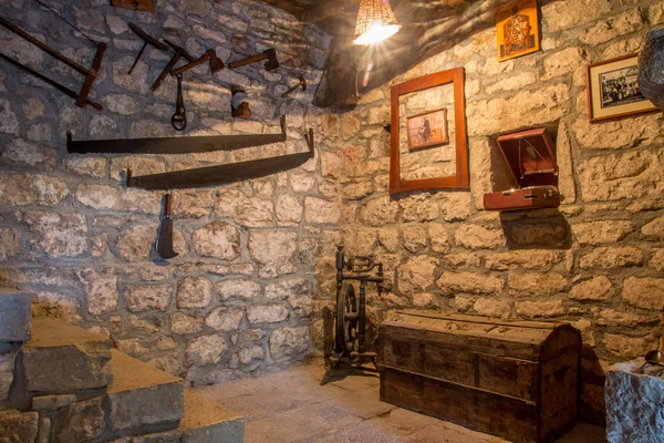 Interior Antigua Casa Piedra Los Balcanes — Foto de Stock