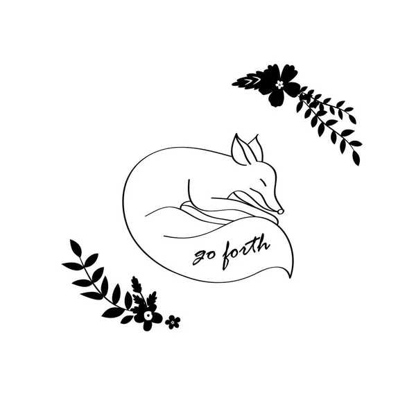 Vektorillustration Sleeping Fox Skiss — Stock vektor