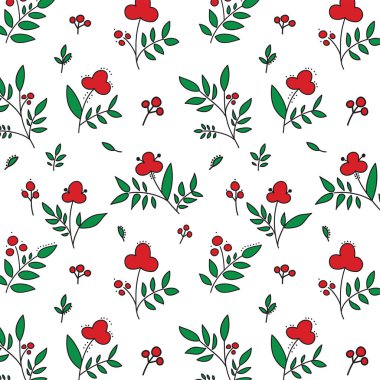 Vektör çizim renkli kesintisiz çiçek deseni