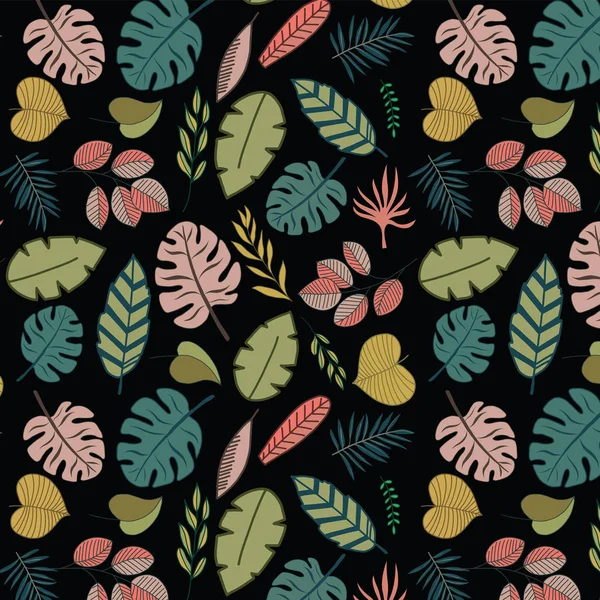 Fondo Vectorial Con Hojas Trópicas Patrón Floral Sin Costuras Ilustración — Vector de stock