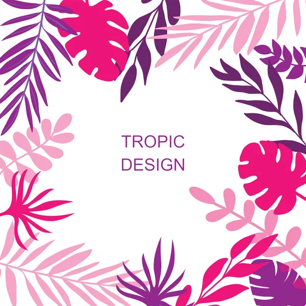 Roxo Exótico Tropical Selva Floral Quadro — Vetor de Stock