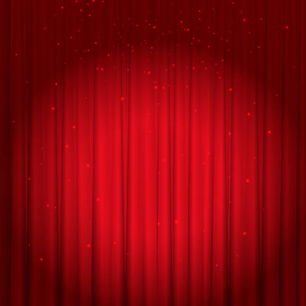 Rode podium gordijn met glitters — Stockvector